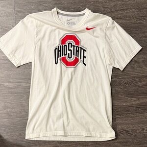 Nike Ohio State Red and Black Logo White Tee